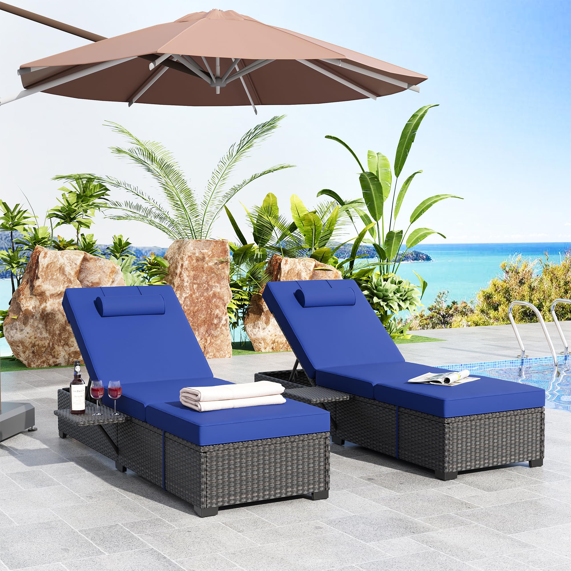 Deck Chair Lounger - Outdoor Chaise Lounge Chairs Set of