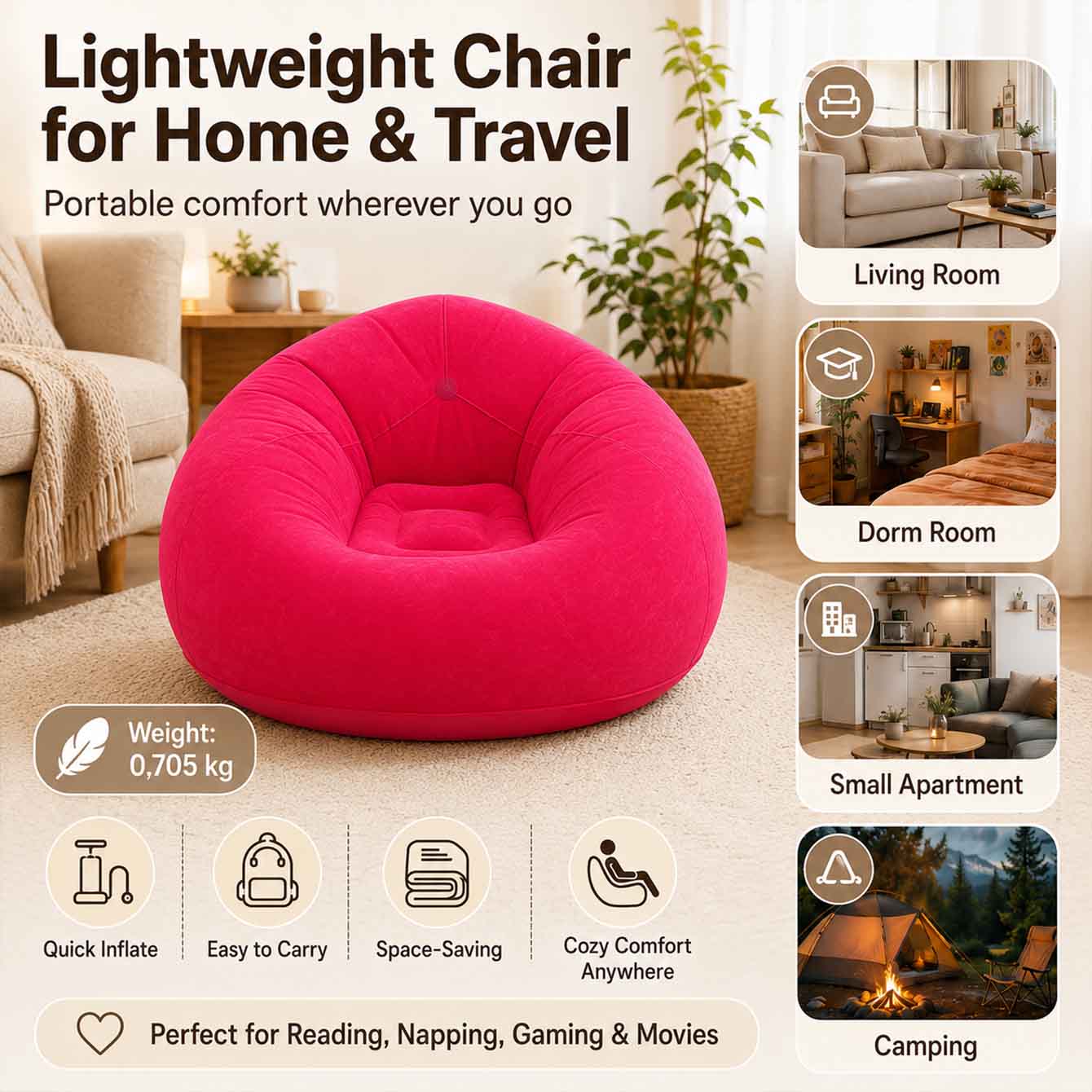 1PC Inflatable Bean Bag Chairs - Outdoor Furniture Lounge Set のレビューと価格