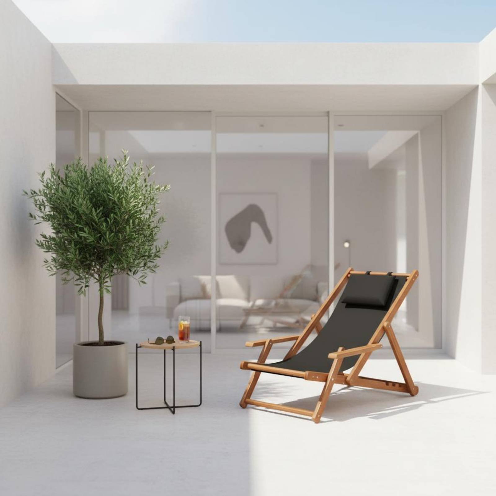 Canvas Beach Lounger Reclining - Deck Chair Lounger のレビューと価格