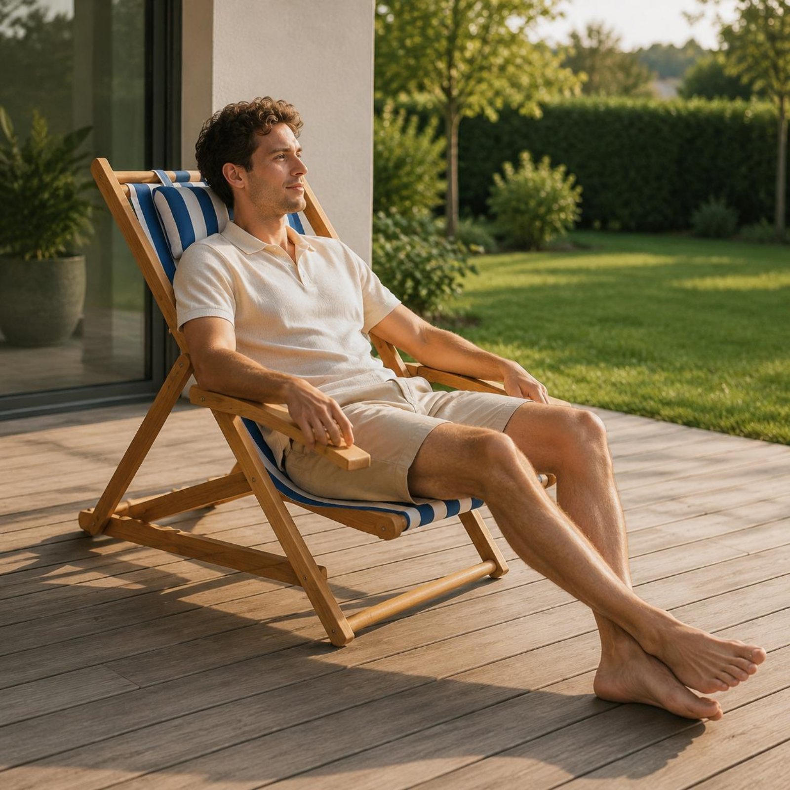 Canvas Beach Lounger Reclining - Deck Chair Lounger のレビューと価格