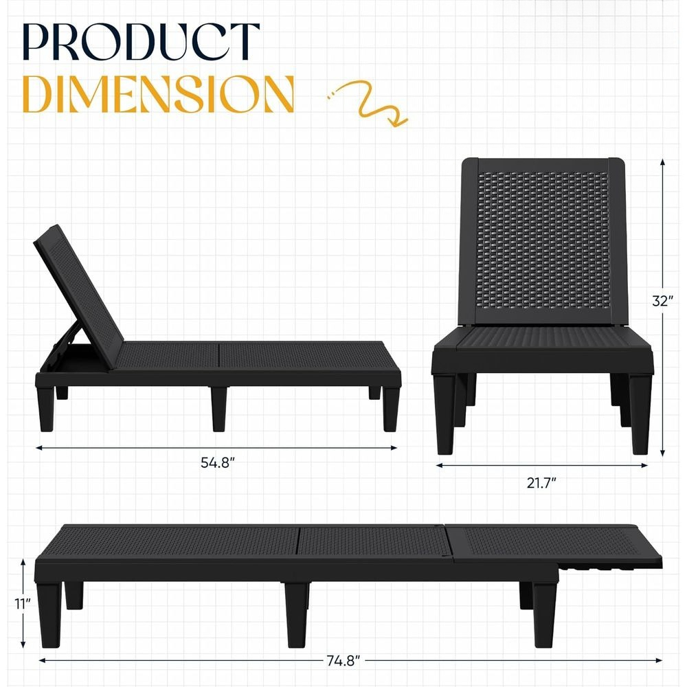 Set of 2 5-Position Adjustable - Deck Chair Lounger のレビューと価格