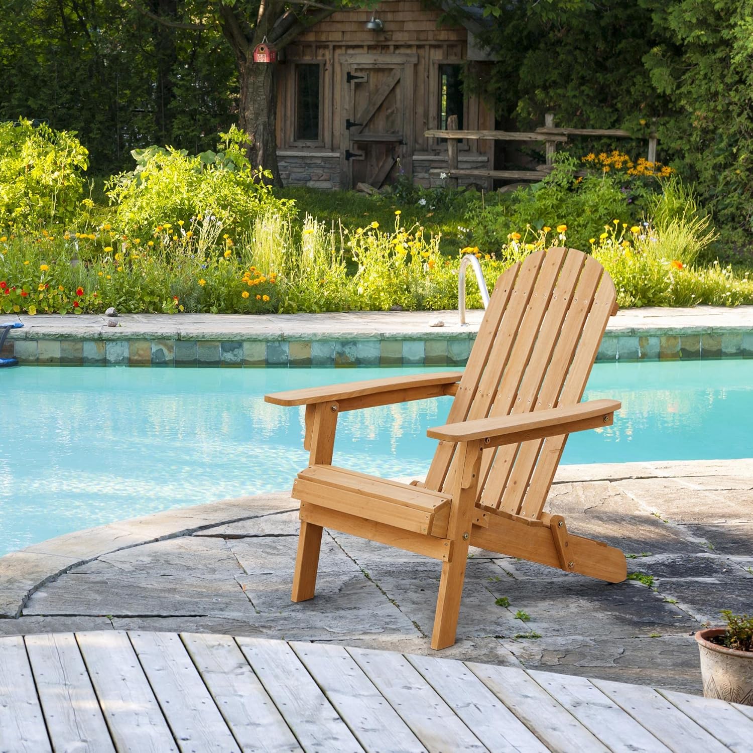 Folding Adirondack Chair Set o - Outdoor Furniture Lounge Set のレビューと価格