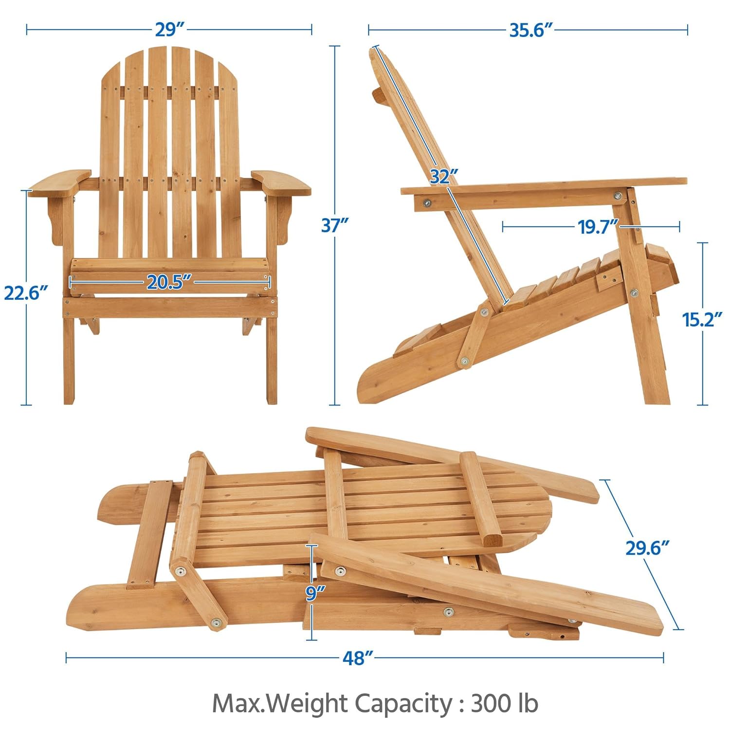 Folding Adirondack Chair Set o - Outdoor Furniture Lounge Set のレビューと価格