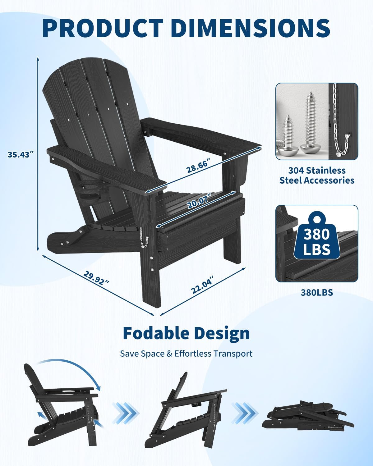 Folding Adirondack Chair HDPE  - Deck Chair Lounger のレビューと価格