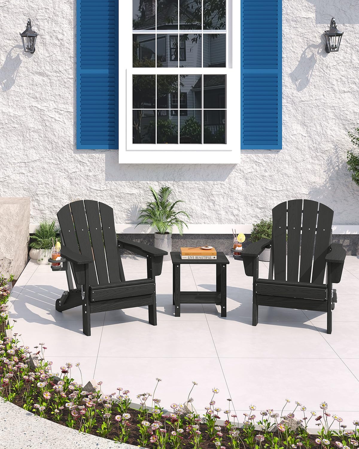 Folding Adirondack Chair HDPE  - Deck Chair Lounger のレビューと価格