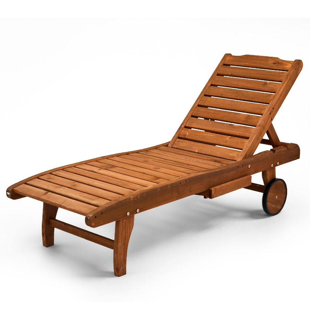 62 Outdoor Wooden Chaise Loung - Deck Chair Lounger のレビューと価格
