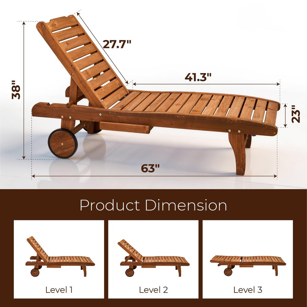 62 Outdoor Wooden Chaise Loung - Deck Chair Lounger のレビューと価格