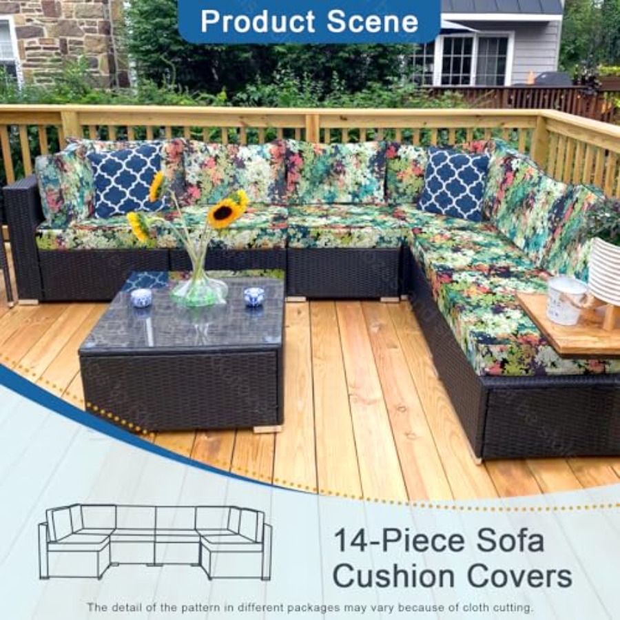 14 PCs Patio Cushion Covers fo - Outdoor Furniture Plus のレビューと価格