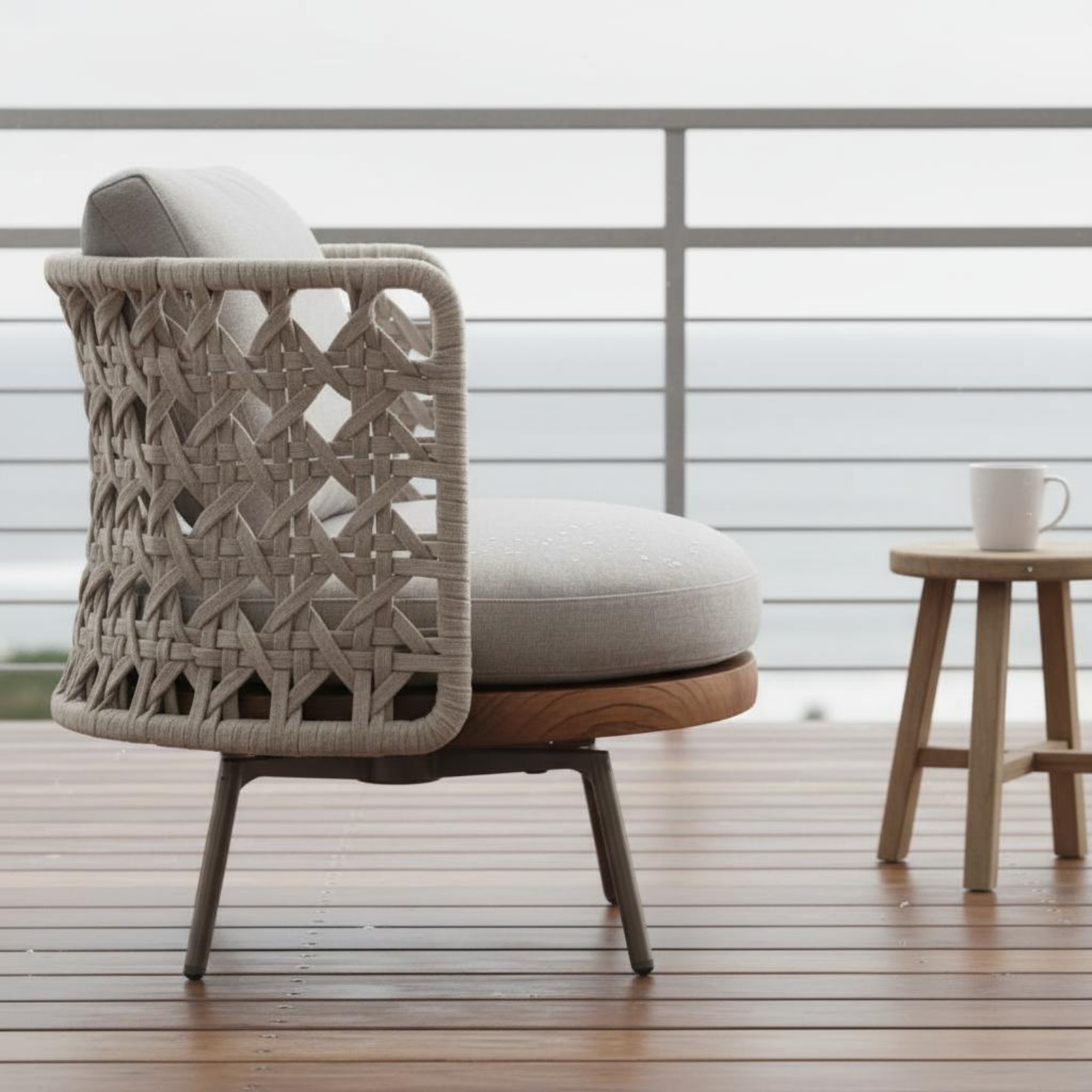 3 Pieces Teak Armchair Nordic  - Outdoor Furniture One Piece のレビューと価格