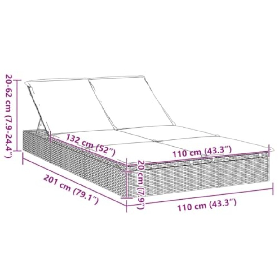 2-Person Sunbed with Cushions  - Deck Chair Lounger のレビューと価格