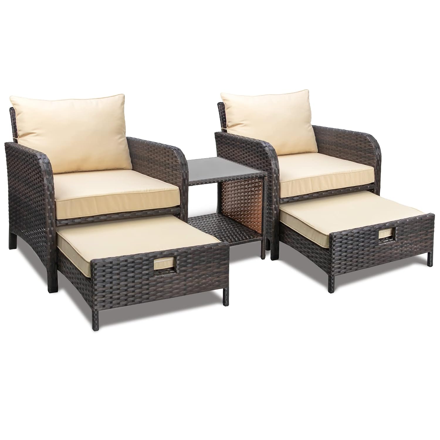 5 Piece PE Wicker Rattan Balco - Outdoor Furniture Lounge Set のレビューと価格