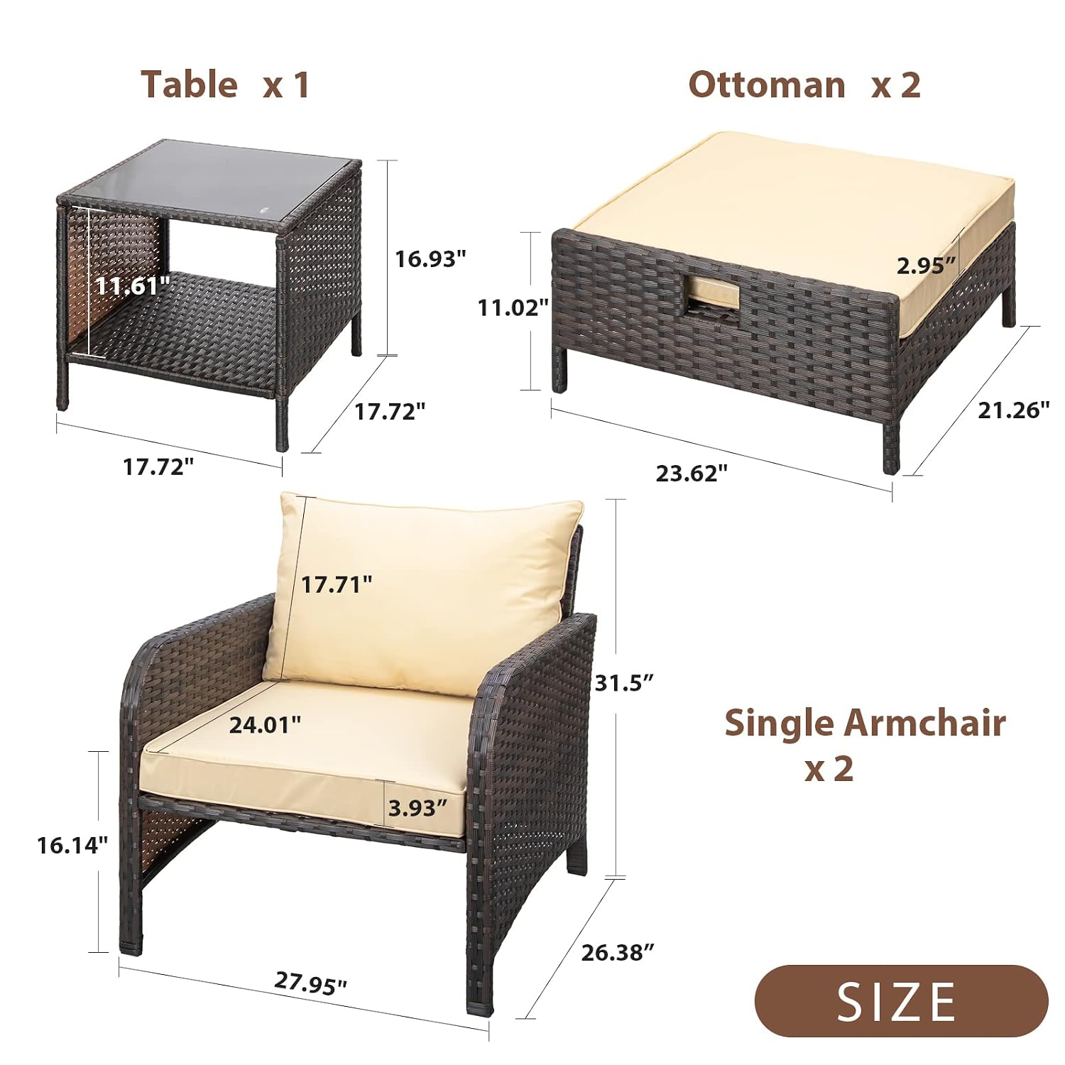 5 Piece PE Wicker Rattan Balco - Outdoor Furniture Lounge Set のレビューと価格