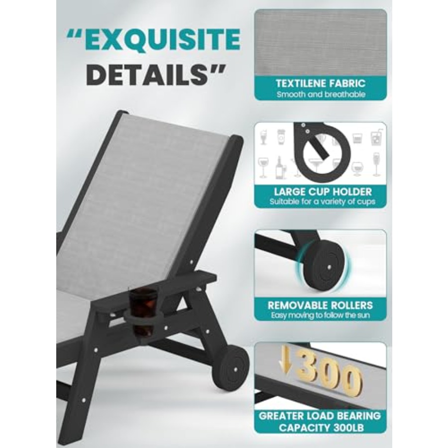 Textilene Patio Chaise Lounge  - Deck Chair Lounger のレビューと価格