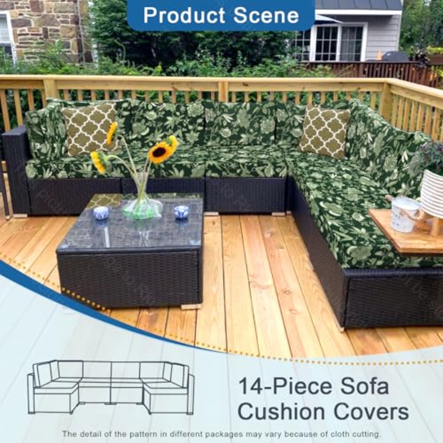 14 PCs Patio Cushion Covers fo - Outdoor Furniture Plus のレビューと価格