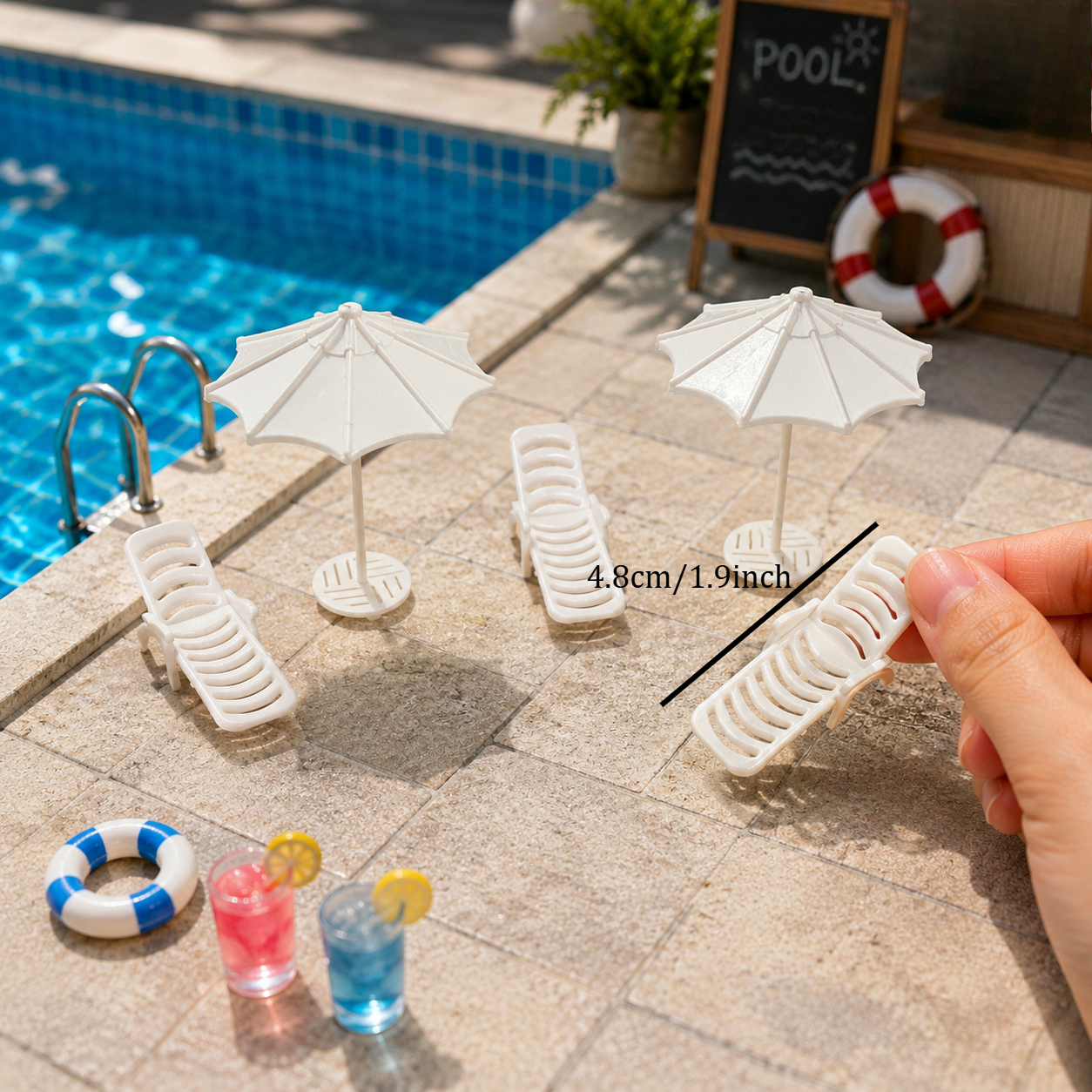 6pcs Miniature Beach Lounge Ch - Outdoor Furniture Lounge Set のレビューと価格