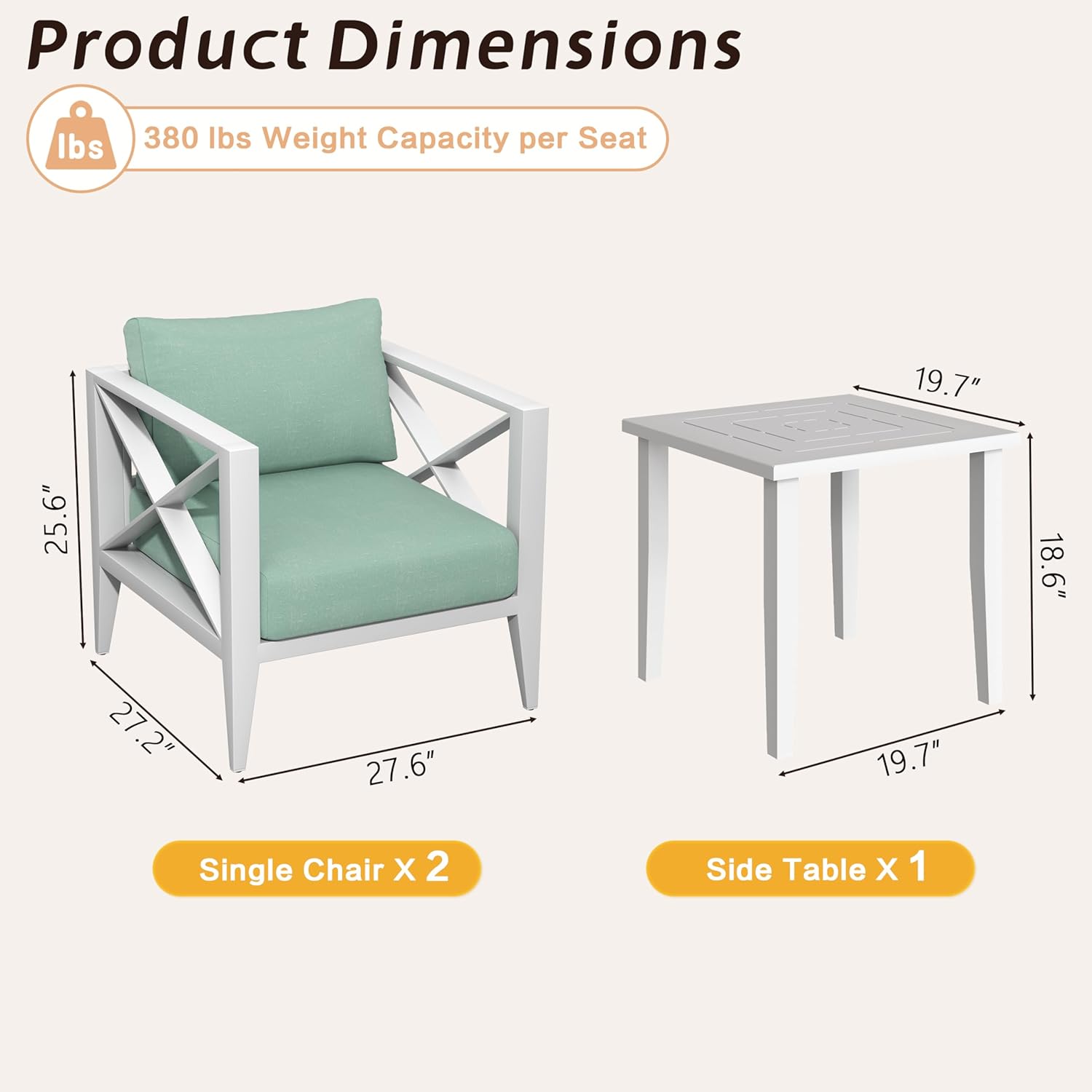 3-Piece Oversized Aluminum Pat - Outdoor Furniture Lounge Set のレビューと価格