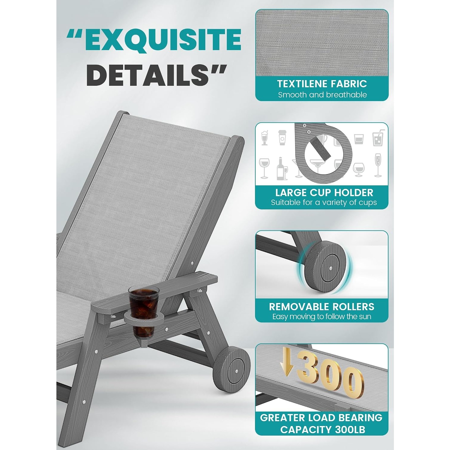 Set of 2 Gray Textilene HDPE O - Deck Chair Lounger のレビューと価格